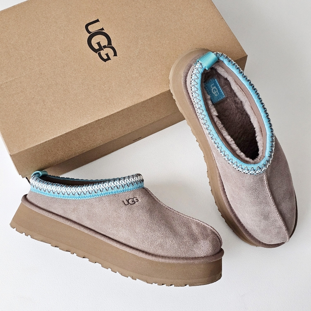 UGG Tazz II Slippers Caribou Sapphire Ice Platform Shearling Women’s Size 12 NEW